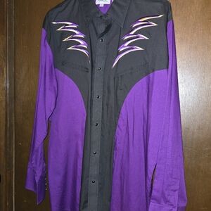 Vintage Ely Diamond retro rockabilly western pearl snap shirt XL